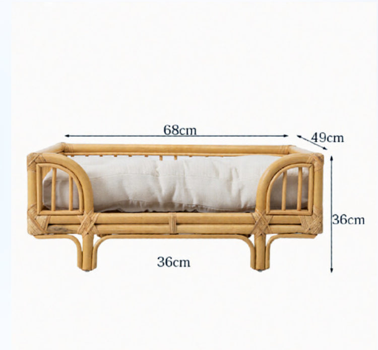 LUXENEST HOME Natural Rattan Square Pet Bed