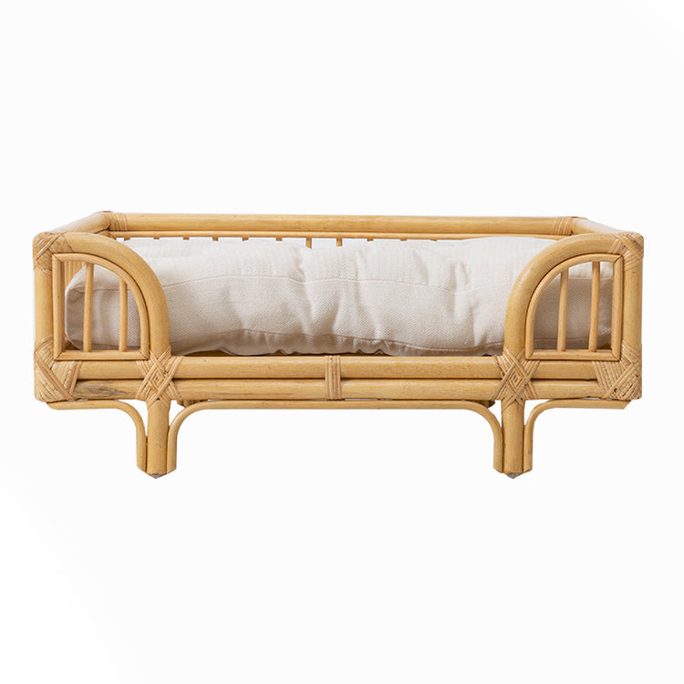 LUXENEST HOME Natural Rattan Square Pet Bed