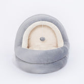 LUXENEST HOME Premium Cat House Sofa Bed with a cozy cat resting inside it, featuring soft plush fabric.