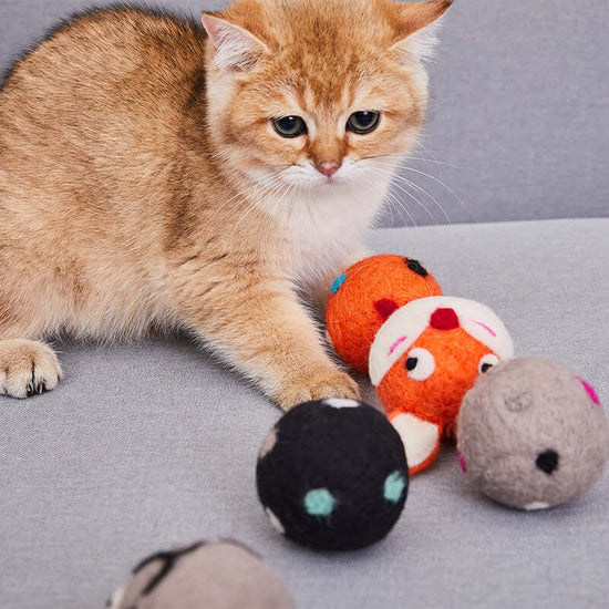 LUXENEST HOME Colorful Felt Bell Cat Toy Ball