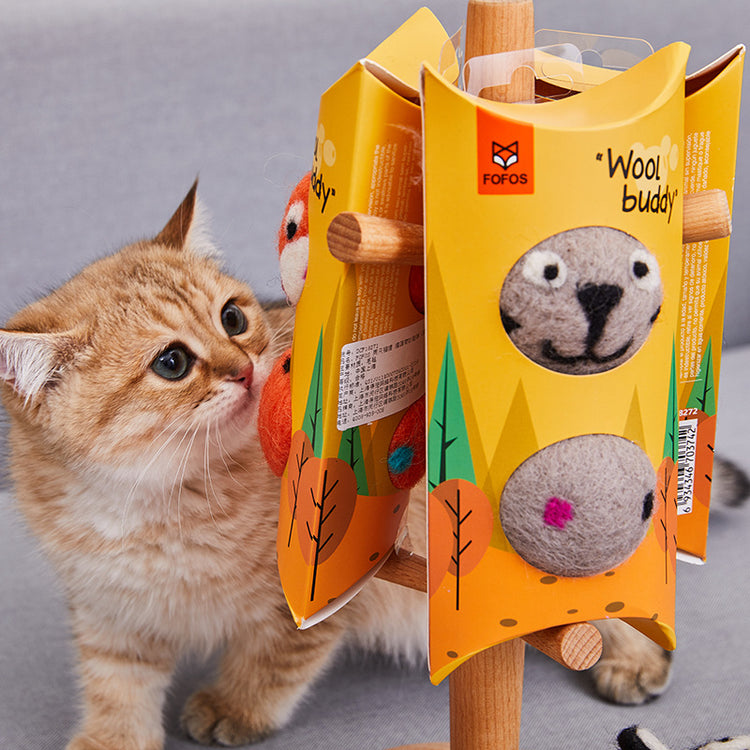 LUXENEST HOME Colorful Felt Bell Cat Toy Ball