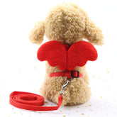 LUXENEST HOME Cute Angel Pet Dog Leash with fluffy puppy wearing purple angel wings and matching leash.