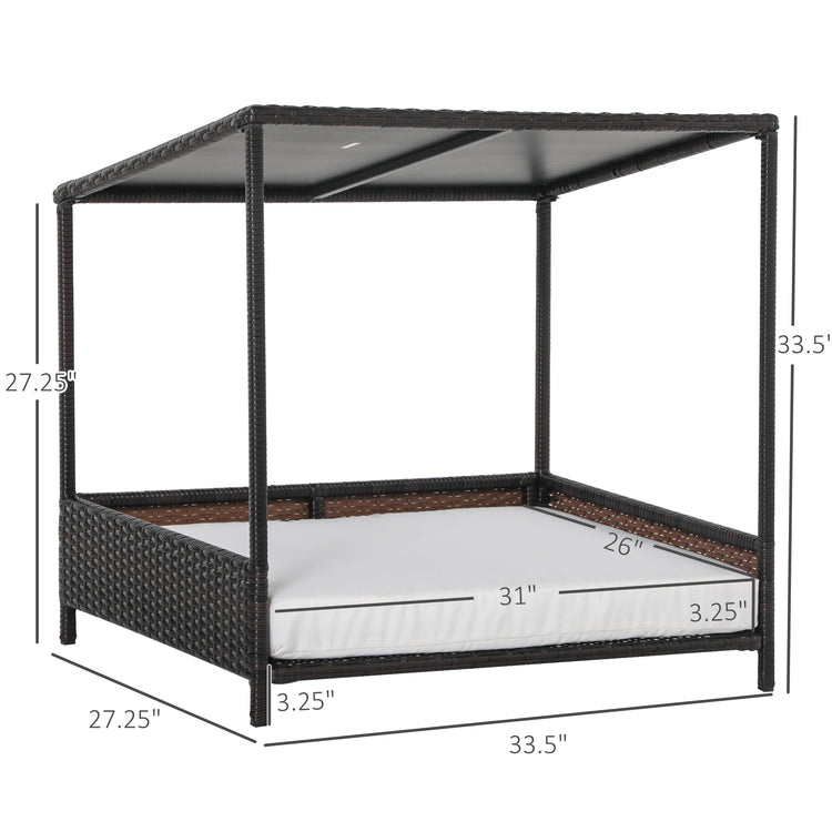 LUXENEST HOME Raised Rattan Wicker Pet House