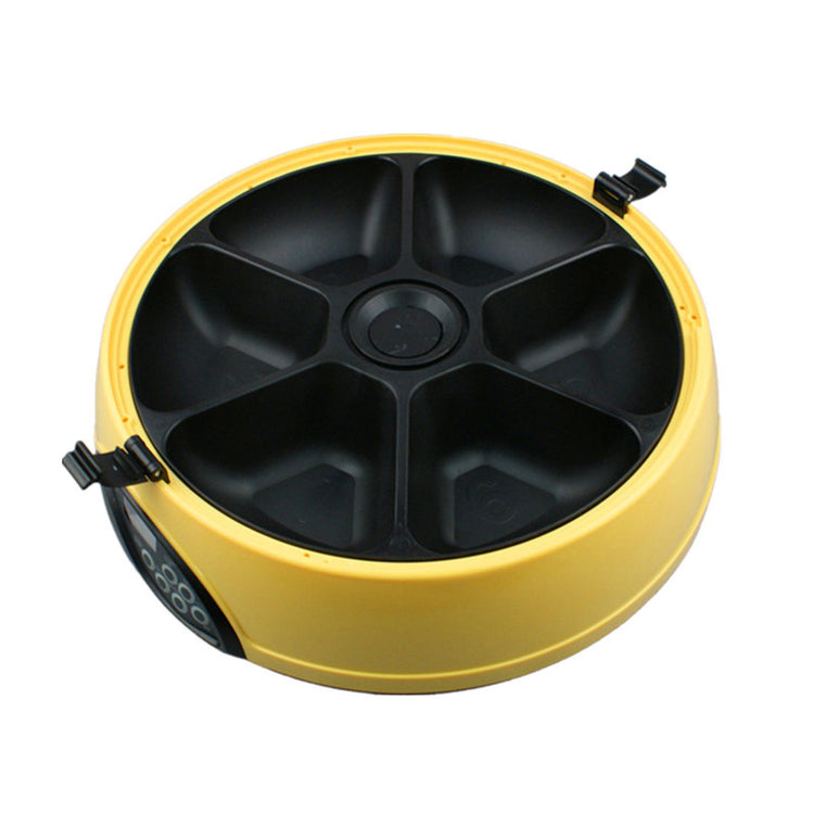 LUXENEST HOME Automatic Pet Feeding Machine in yellow with dry food compartment.