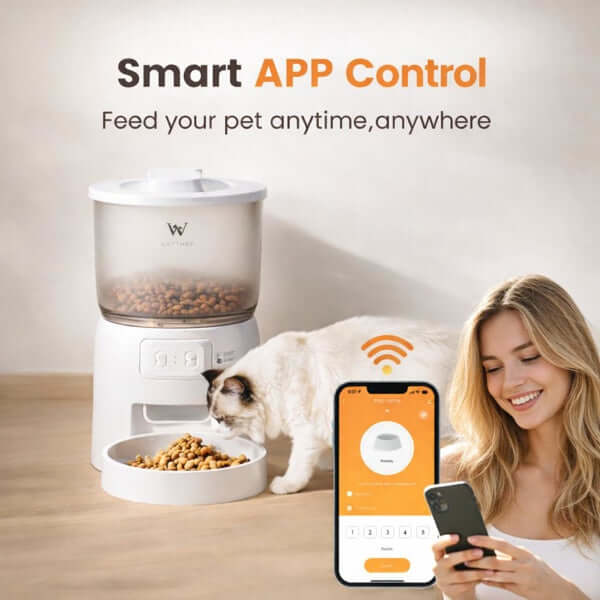 LUXENEST HOME Smart 3L Automatic Pet Feeder dispenses dry kibble with app control for busy pet owners.