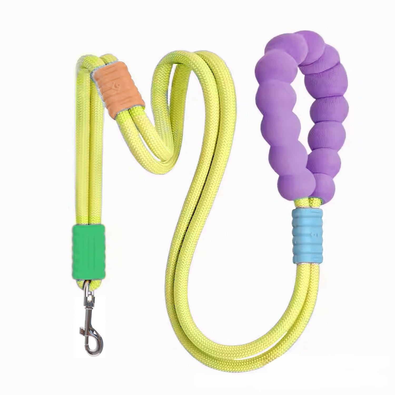 LUXENEST HOME Foam Handle Pet Traction Leash in use with a woman and her dog, showcasing colorful handle and leash design.