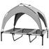 LUXENEST HOME Elevated Dog Bed with Canopy providing shade and comfort for a happy golden retriever outdoors.