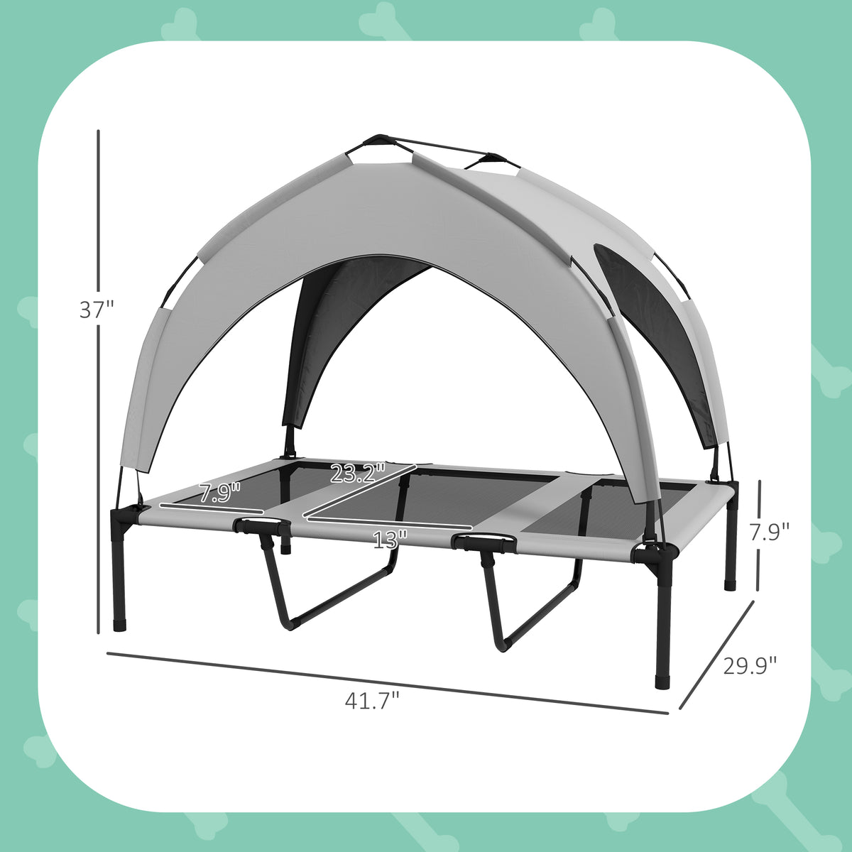 LUXENEST HOME Elevated Dog Bed with Canopy providing shade and comfort for a happy golden retriever outdoors.