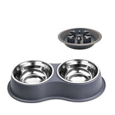 LUXENEST HOME Removable Pet Slow Feeding Bowl with dog enjoying meal on the floor.