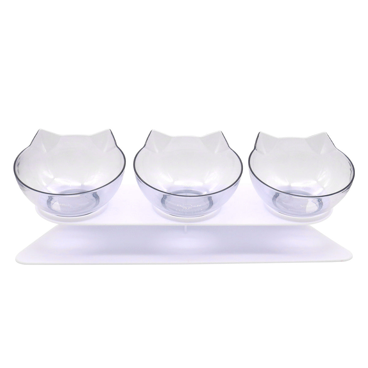 LUXENEST HOME Kitten Cervical Support Feeding Bowl with two bowls filled with pet food on a green background.
