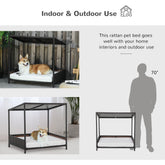 LUXENEST HOME Raised Rattan Wicker Pet House
