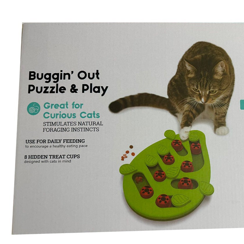 LUXENEST HOME Christmas Pet Bowl design featuring a green puzzle feeder with red ladybug paw prints.