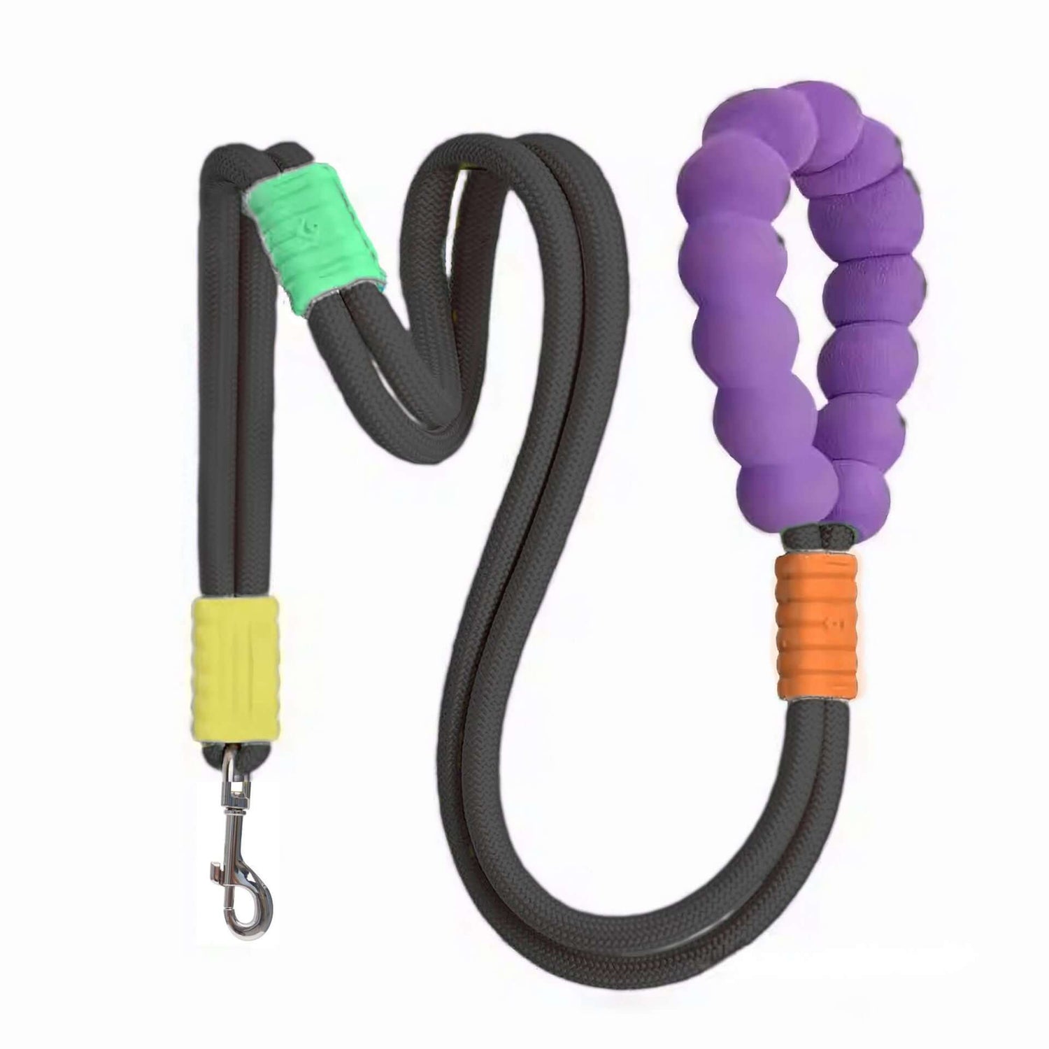 LUXENEST HOME Foam Handle Pet Traction Leash in use with a woman and her dog, showcasing colorful handle and leash design.