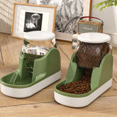 LUXENEST HOME Cat Water Fountain & Auto Feeder with large-capacity food dispenser for pets.