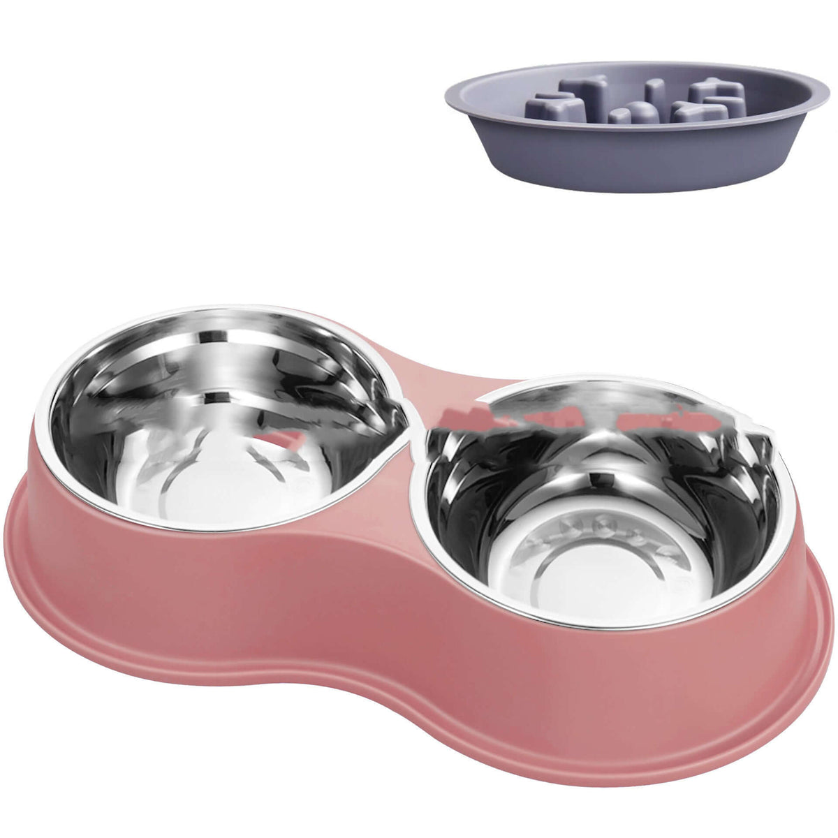 LUXENEST HOME Removable Pet Slow Feeding Bowl with dog enjoying meal on the floor.