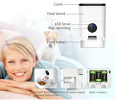 LUXENEST HOME WiFi Automatic Pet Feeder Machine with a cat reaching for food.