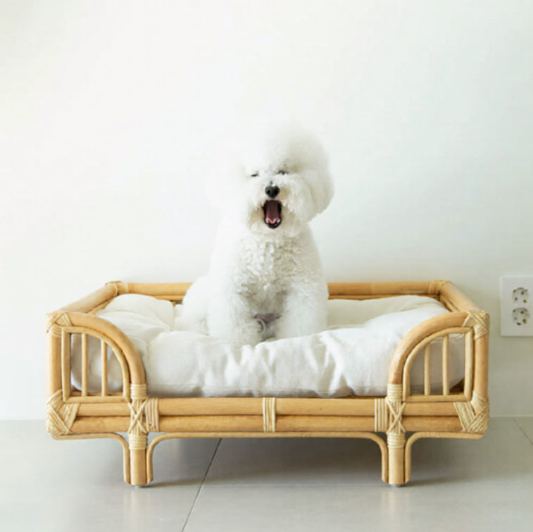 LUXENEST HOME Natural Rattan Square Pet Bed