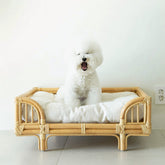 LUXENEST HOME Natural Rattan Square Pet Bed