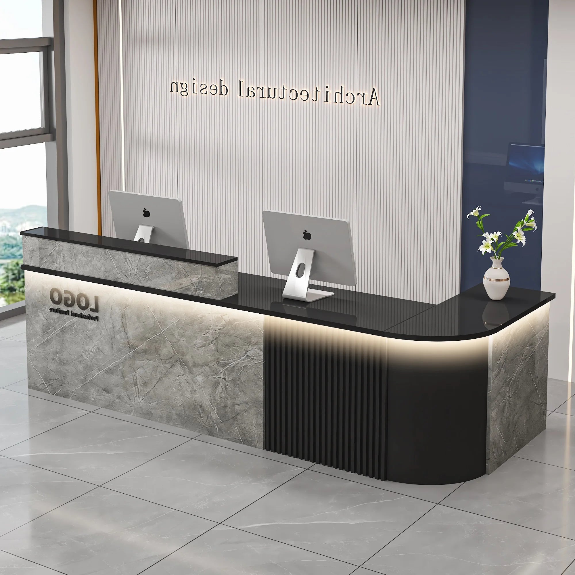 Professional Office Bar Counter Custom Simple Luxury Design Reception Desk Beauty Salon Bancone Bar Lusso Commercial Furniture