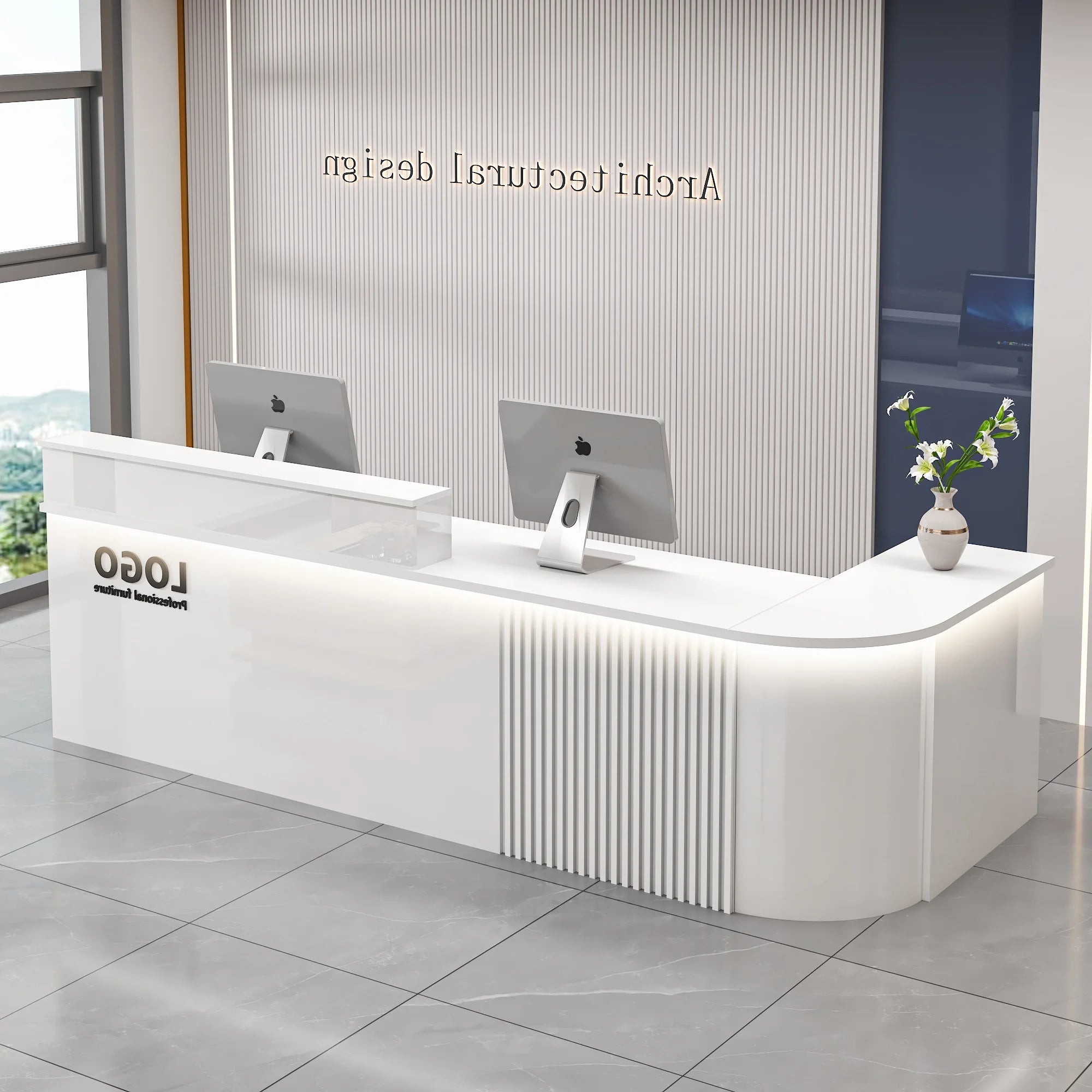 Professional Office Bar Counter Custom Simple Luxury Design Reception Desk Beauty Salon Bancone Bar Lusso Commercial Furniture
