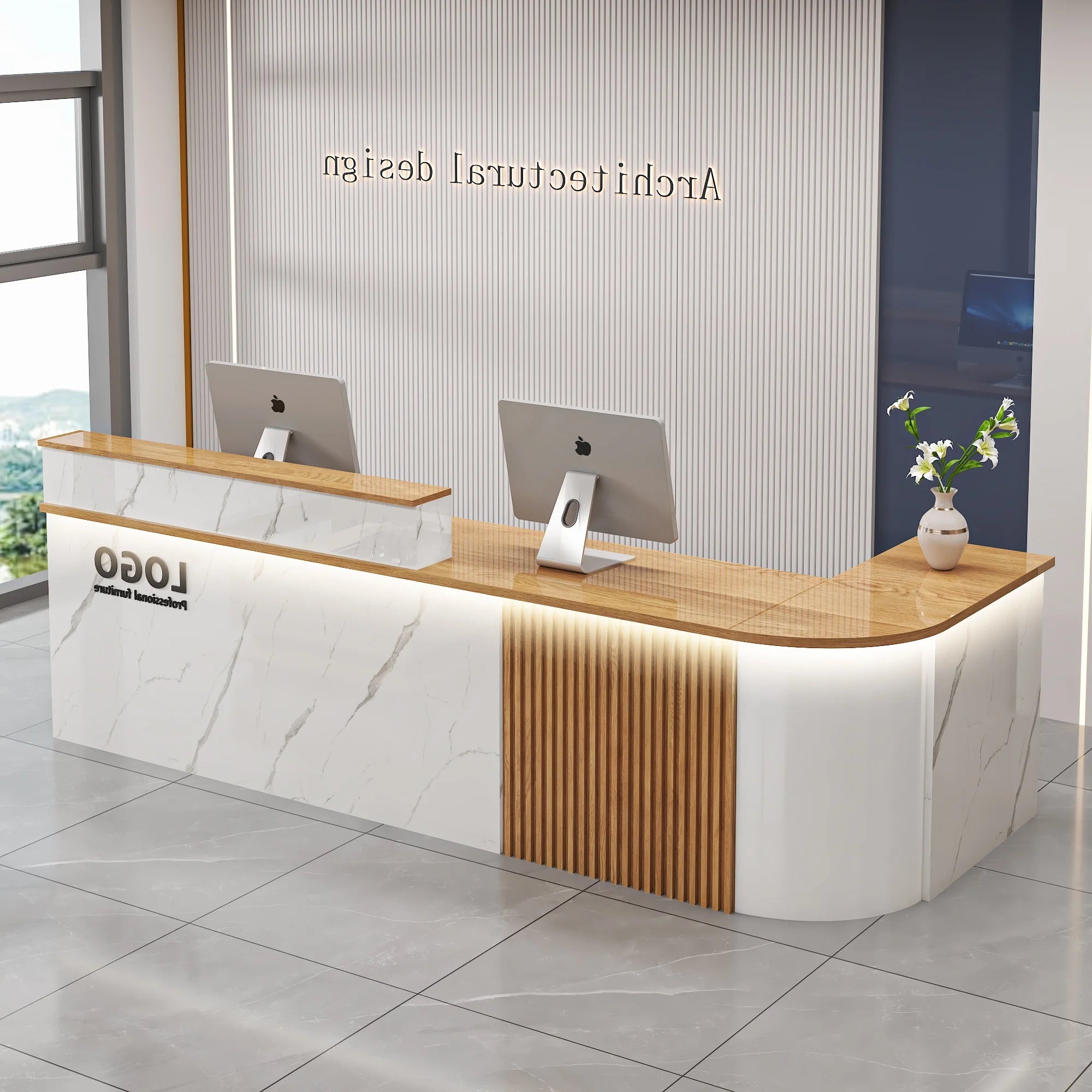 Professional Office Bar Counter Custom Simple Luxury Design Reception Desk Beauty Salon Bancone Bar Lusso Commercial Furniture