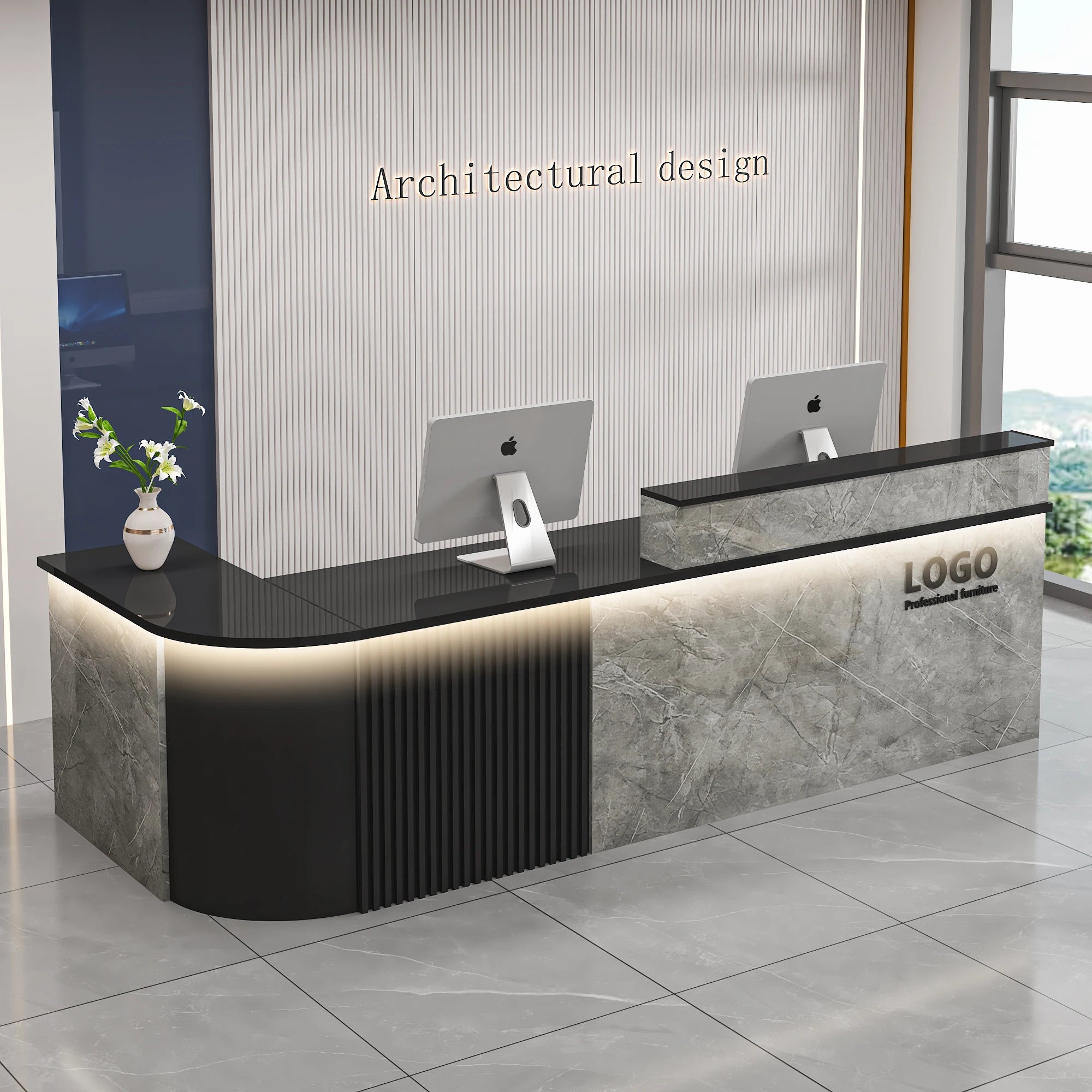 Professional Office Bar Counter Custom Simple Luxury Design Reception Desk Beauty Salon Bancone Bar Lusso Commercial Furniture