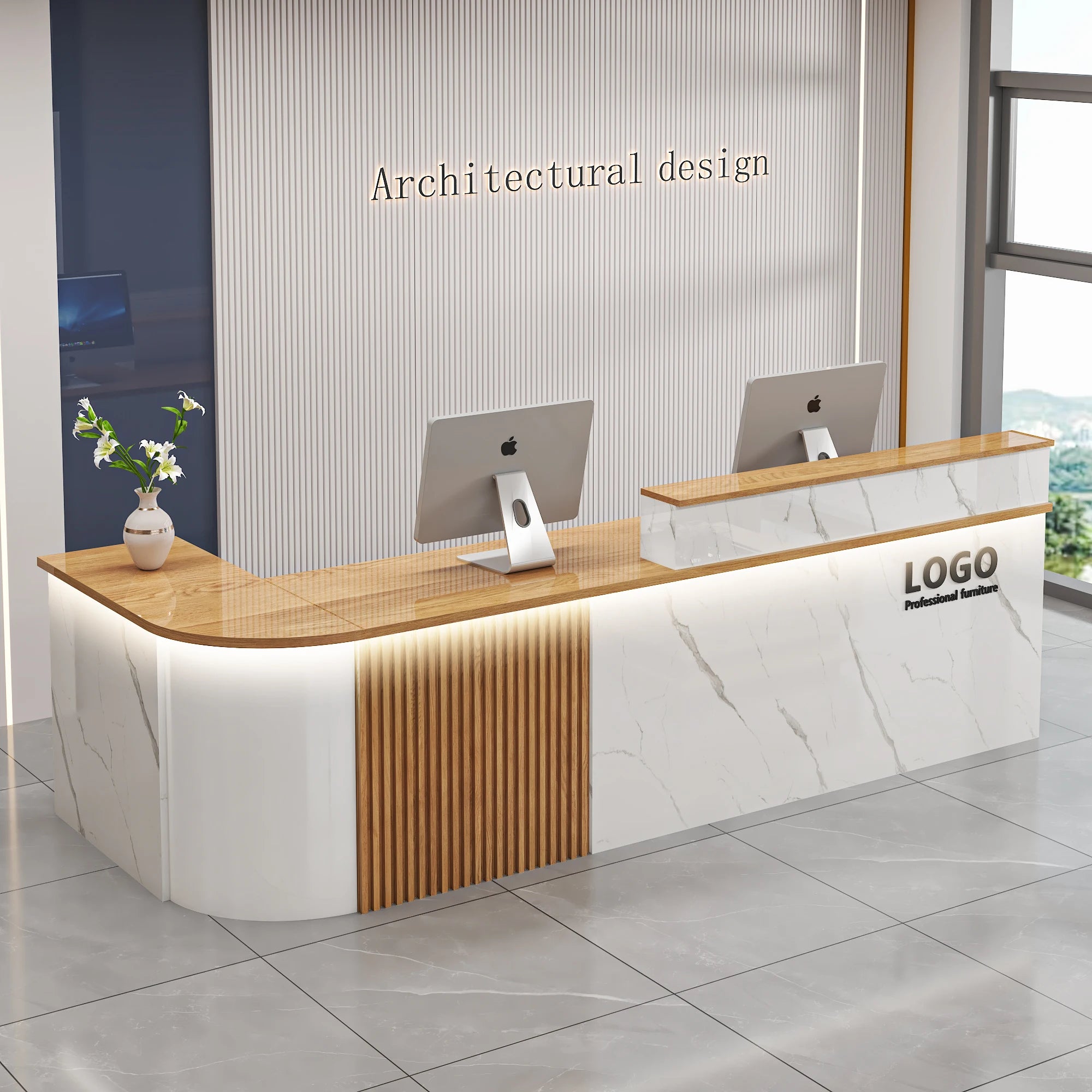 Professional Office Bar Counter Custom Simple Luxury Design Reception Desk Beauty Salon Bancone Bar Lusso Commercial Furniture