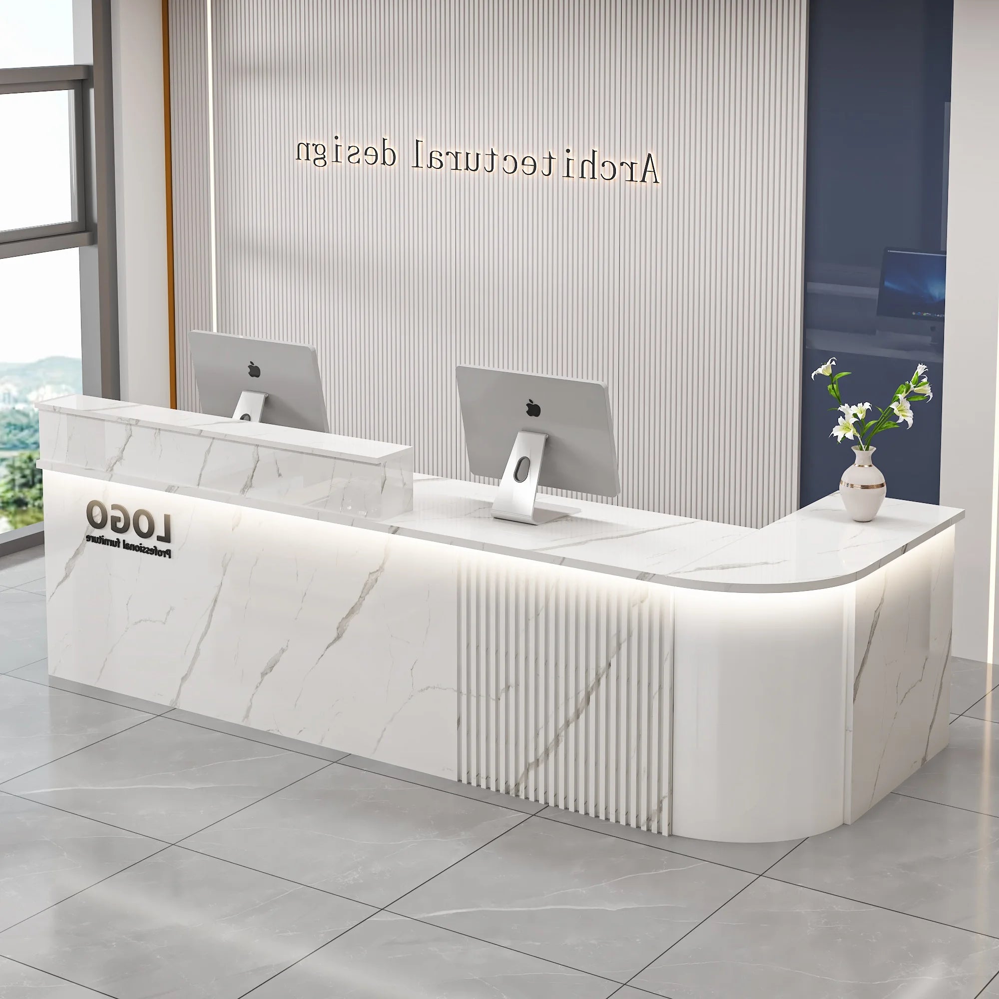 Professional Office Bar Counter Custom Simple Luxury Design Reception Desk Beauty Salon Bancone Bar Lusso Commercial Furniture