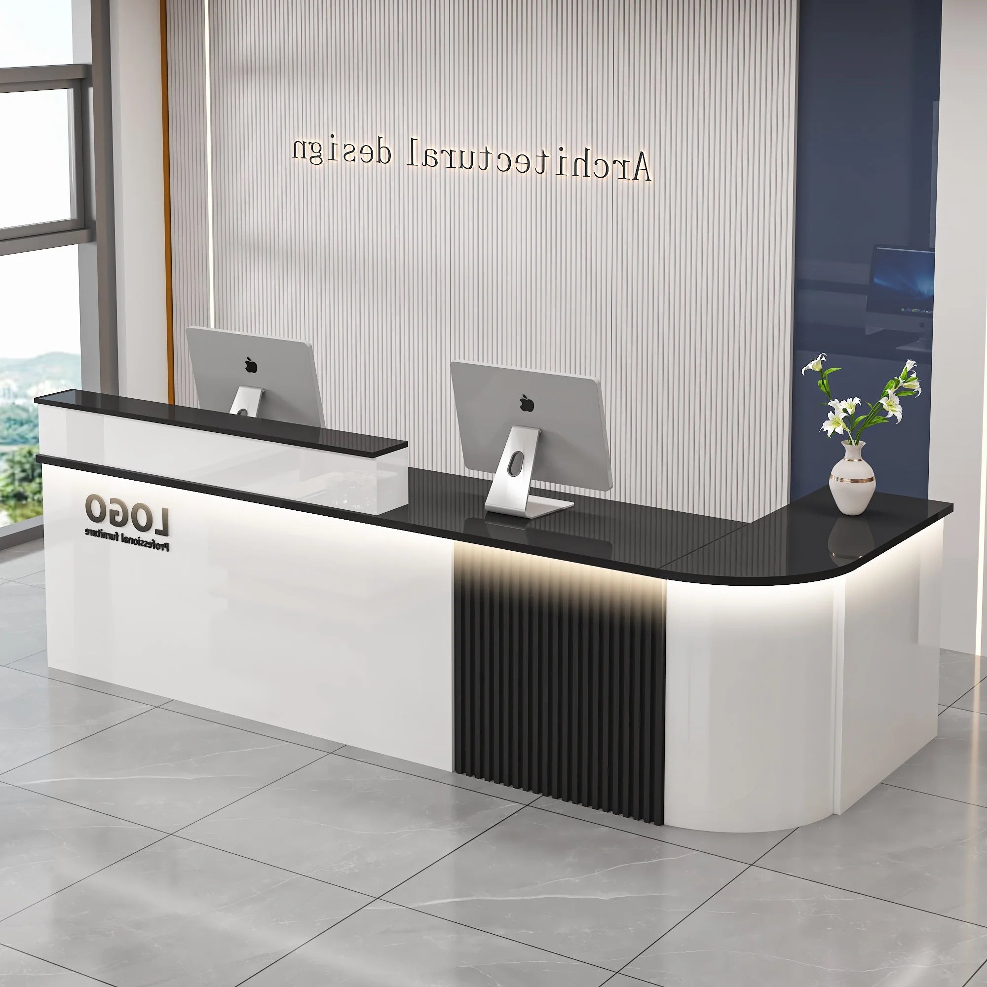Professional Office Bar Counter Custom Simple Luxury Design Reception Desk Beauty Salon Bancone Bar Lusso Commercial Furniture
