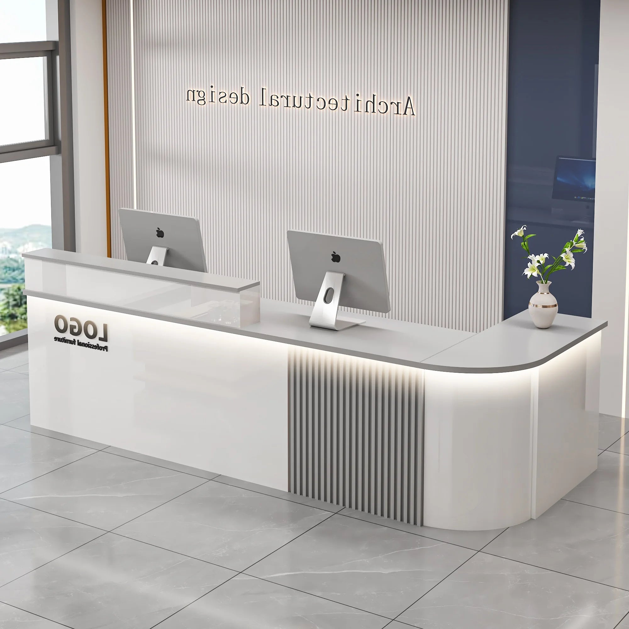 Professional Office Bar Counter Custom Simple Luxury Design Reception Desk Beauty Salon Bancone Bar Lusso Commercial Furniture