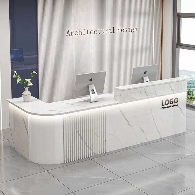 Professional Office Bar Counter Custom Simple Luxury Design Reception Desk Beauty Salon Bancone Bar Lusso Commercial Furniture