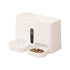 LUXENEST HOME Intelligent Pet Feeder and Waterer, white design with food bowl and water dispenser, convenient pet care solution.