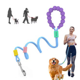 LUXENEST HOME Foam Handle Pet Traction Leash in use with a woman and her dog, showcasing colorful handle and leash design.