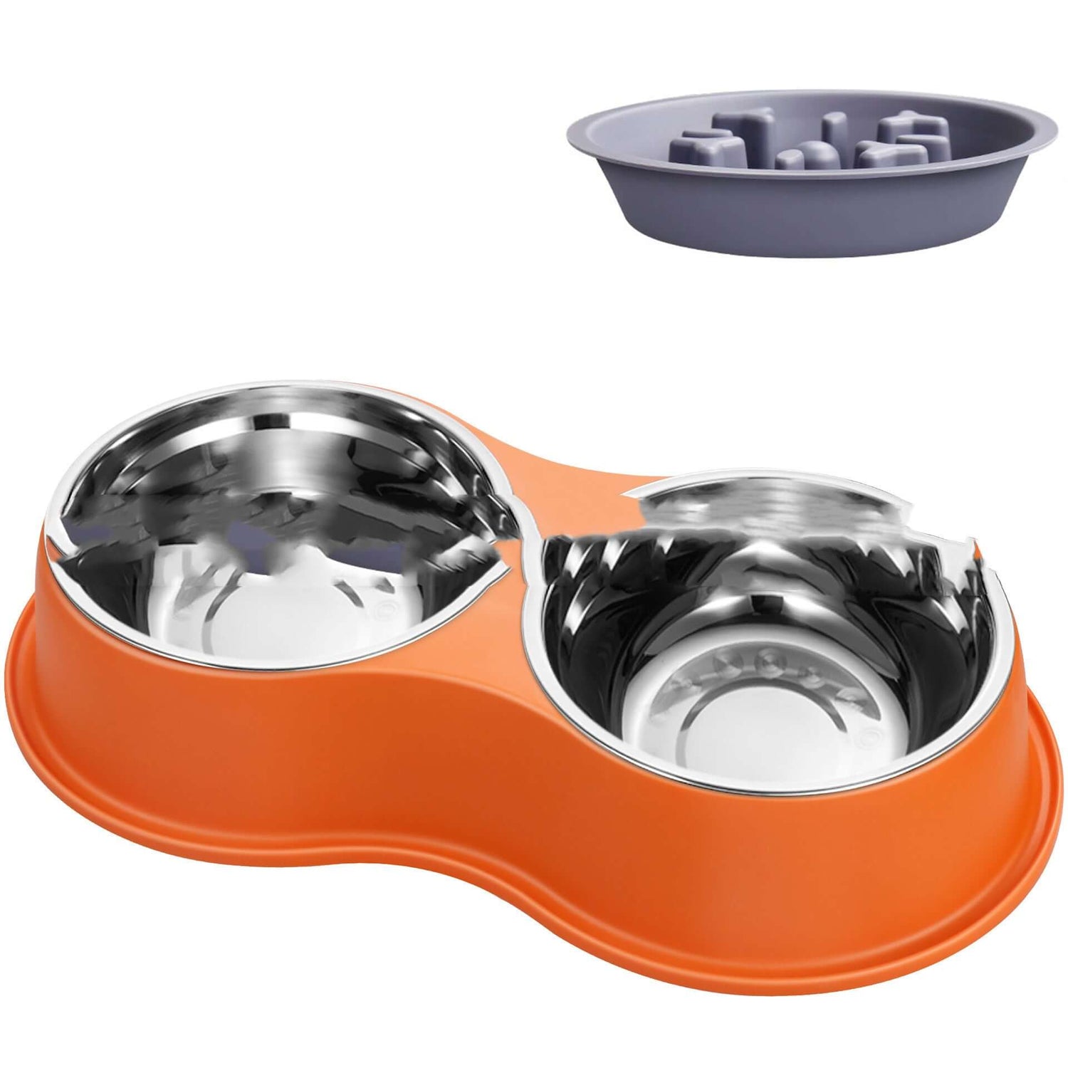 LUXENEST HOME Removable Pet Slow Feeding Bowl with dog enjoying meal on the floor.