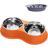 LUXENEST HOME Removable Pet Slow Feeding Bowl with dog enjoying meal on the floor.