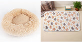 LUXENEST HOME Round Plush Dog & Cat Bed Nest with a cat lounging comfortably in a soft, cozy bed.