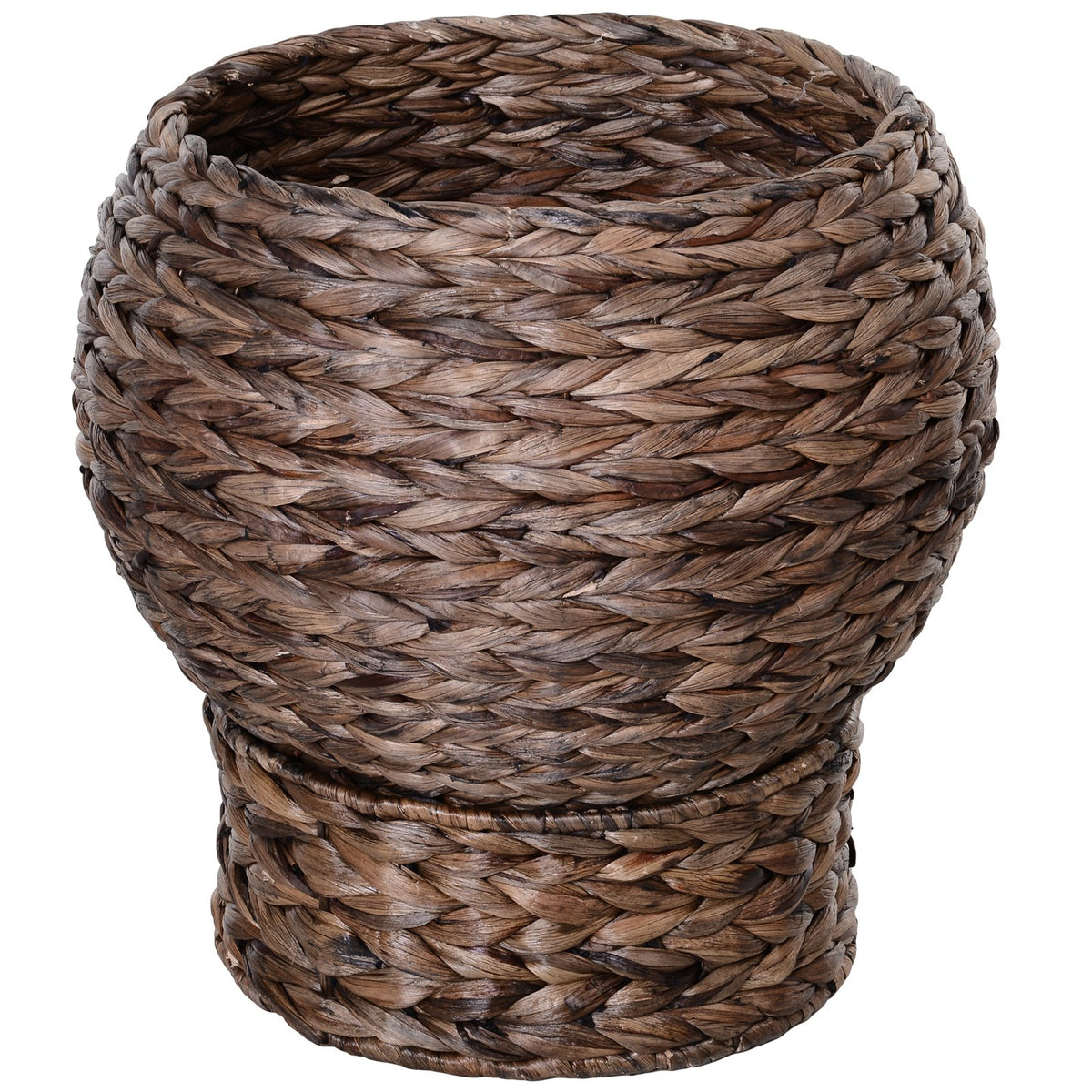 LUXENEST HOME Handwoven Wicker Cat Egg Chair with a soft cushion and a white cat lounging inside.