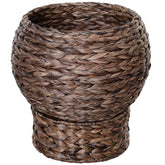 LUXENEST HOME Handwoven Wicker Cat Egg Chair with a soft cushion and a white cat lounging inside.