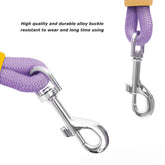 LUXENEST HOME Foam Handle Pet Traction Leash in use with a woman and her dog, showcasing colorful handle and leash design.
