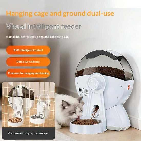 LUXENEST HOME Smart Pet Feeder with HD Camera dual-use design for cats and dogs, featuring APP control and video surveillance.