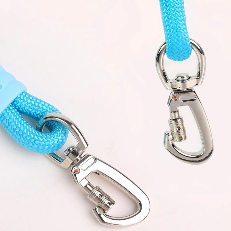 LUXENEST HOME Foam Handle Pet Traction Leash in use with a woman and her dog, showcasing colorful handle and leash design.