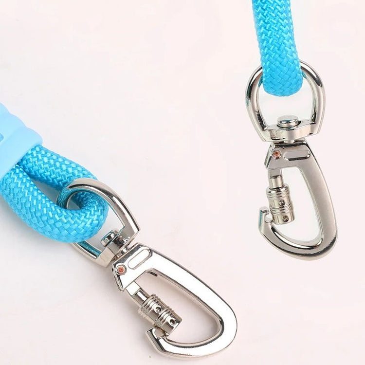 LUXENEST HOME Foam Handle Pet Traction Leash in use with a woman and her dog, showcasing colorful handle and leash design.