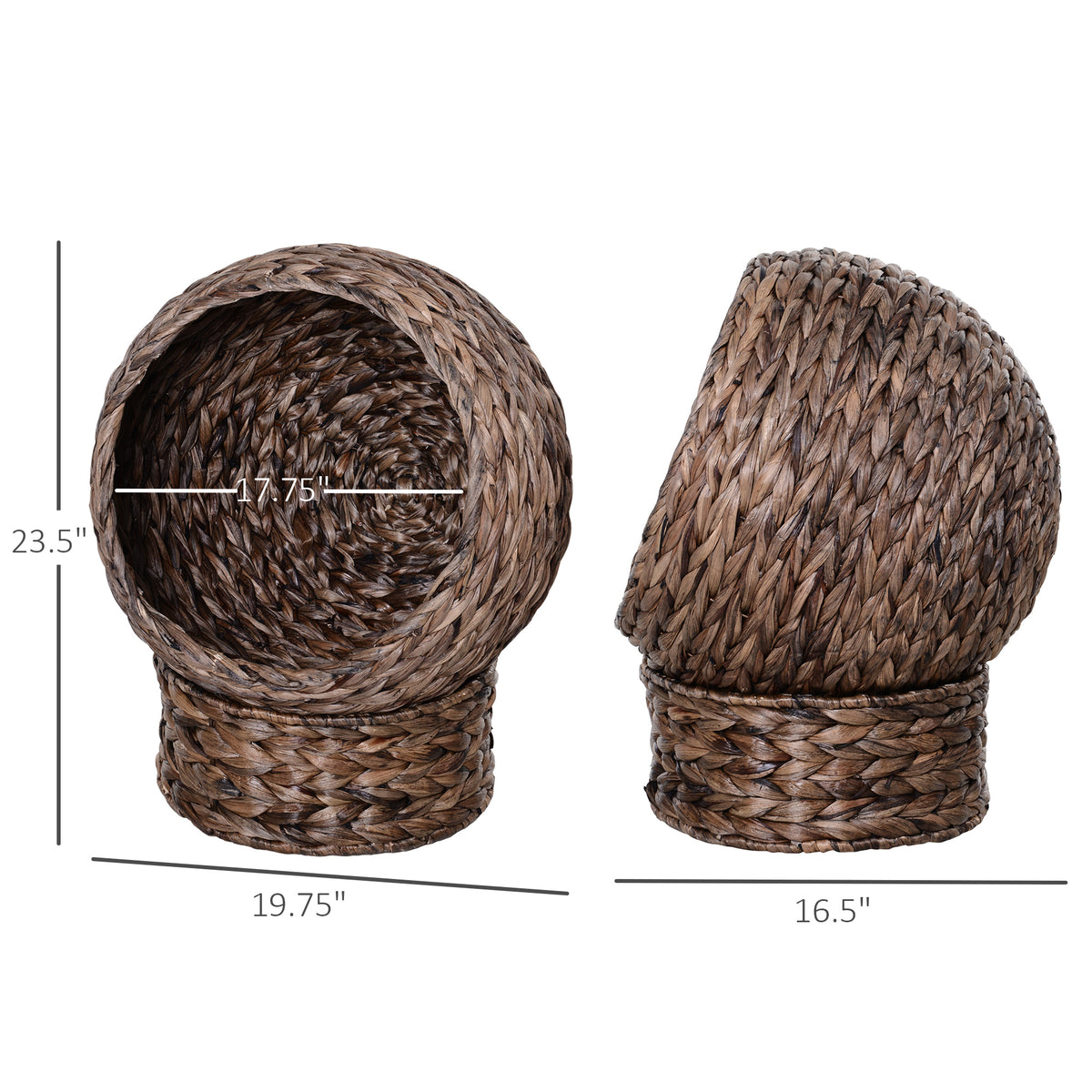LUXENEST HOME Handwoven Wicker Cat Egg Chair with a soft cushion and a white cat lounging inside.